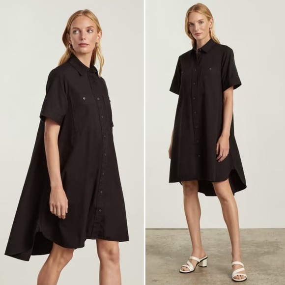 Everlane The Daytripper Shirt Dress Black Medium NWT Button Front Pockets Short - Picture 10 of 10